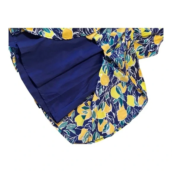 Maison Jules Lemon Print Fit & Flare Dress Cottagecore Retro Style Fruit Citrus - Picture 10 of 12